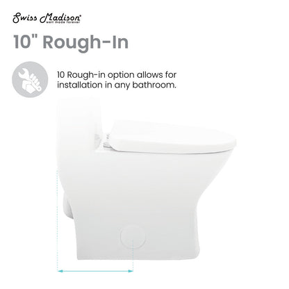 Swiss Madison Sublime II One-Piece 10" Rough-in 1.1/1.6 GPF Dual Top Flush Round Compact Toilet in Glossy White