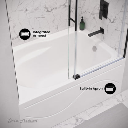 Swiss Madison Ivy 48'' x 32" Bathtub with Apron Right Hand Drain in White