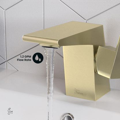 Swiss Madison Carre Single Hole, Single-Handle, Bathroom Faucet in Brushed Gold