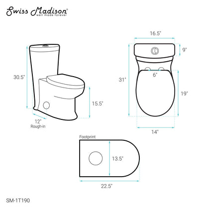 Swiss Madison Santorini One-Piece Elongated Toilet Dual-Flush 1.1/1.6 gpf