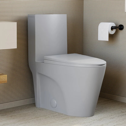Swiss Madison St. Tropez One-Piece Elongated Toilet Vortex™ Dual-Flush 1.1/1.6 gpf in Matte Grey