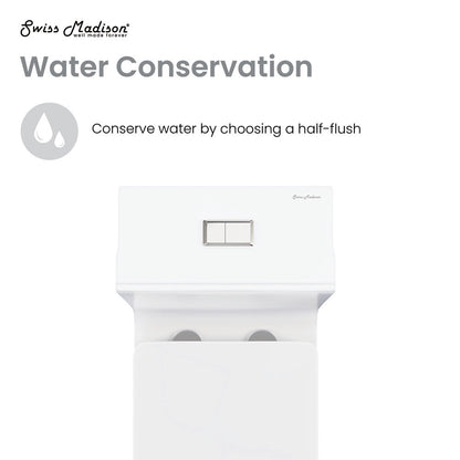 Swiss Madison Concorde One Piece Square Toilet Dual Flush 1.1/1.6 gpf in Matte White