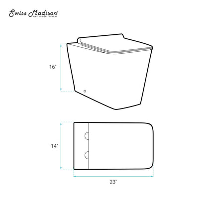 Swiss Madison Concorde Back-to-Wall Toilet Bundle 0.8/1.6 GPF Dual Flush in Glossy White with Black Flush Plate