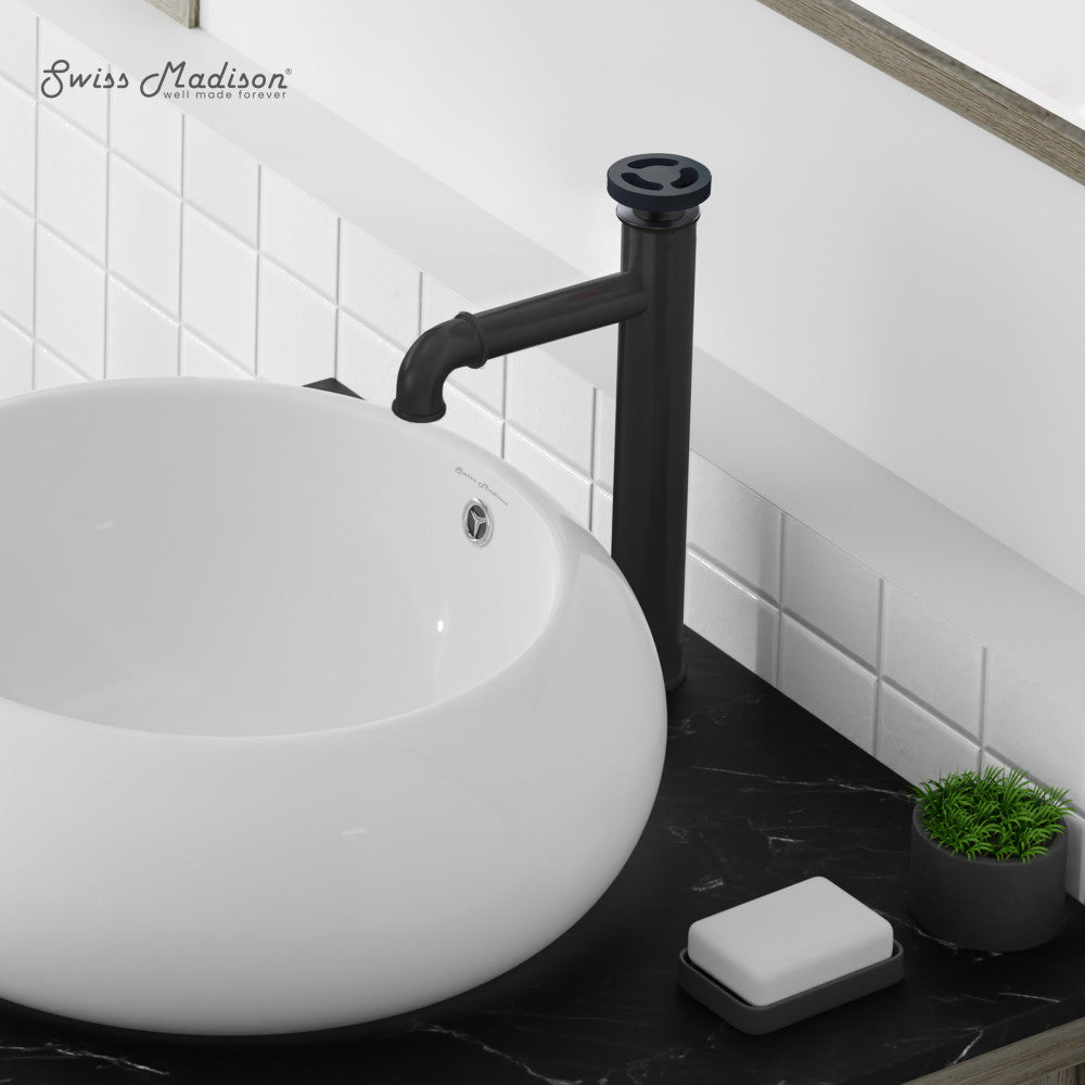 Swiss Madison Avallon Single Hole, Single-Handle Wheel, High Arc Bathroom Faucet in Matte Black