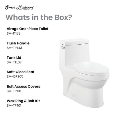 Swiss Madison Virage One-Piece Elongated Left Side Flush Handle Toilet 1.28 gpf