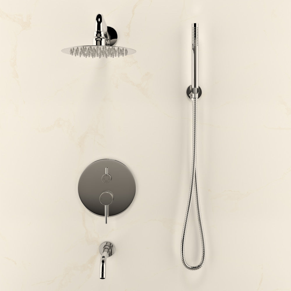Swiss Madison Ivy 1.8 GPM Wall Mount Fixed Shower Head with Hand Sprayer and Tub Filler in Polished Chrome, Valve Included