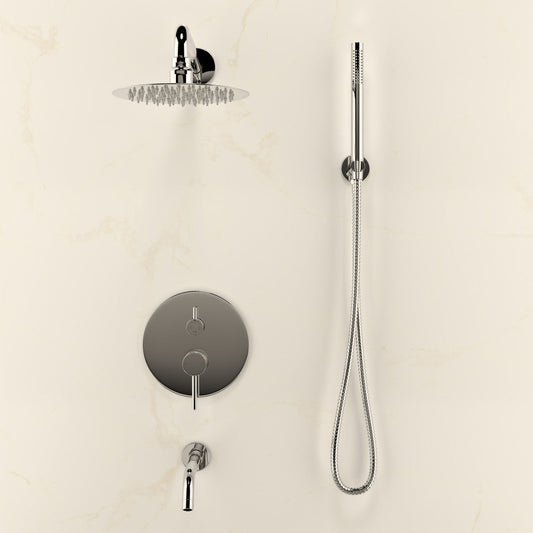 Swiss Madison Ivy 1.8 GPM Wall Mount Fixed Shower Head with Hand Sprayer and Tub Filler in Polished Chrome, Valve Included