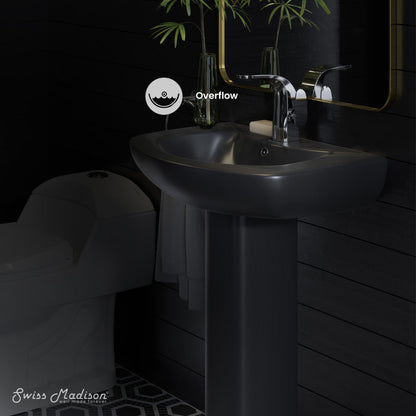 Swiss Madison Chateau Two-Piece Round Pedestal Sink in Matte Black