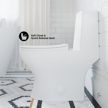 Swiss Madison Ivy One-Piece Elongated Toilet Left Side Flush, 10" Rough-In 1.28 gpf