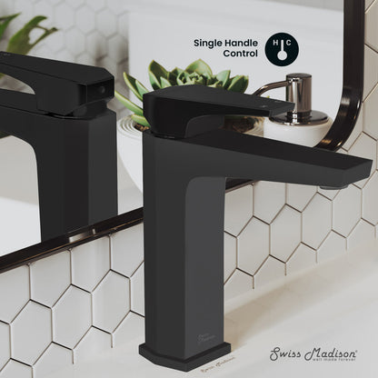 Swiss Madison Voltaire Single Hole, Single-Handle, Bathroom Faucet in Matte Black
