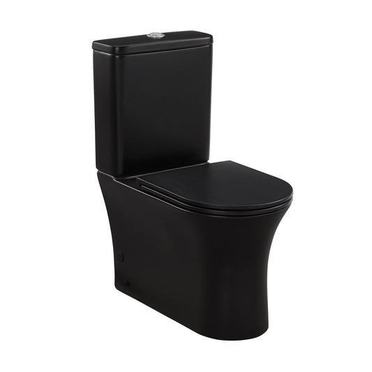 Swiss Madison Calice Two-Piece Elongated Rear Outlet Toilet Dual-Flush 0.8/1.28 gpf in Matte Black