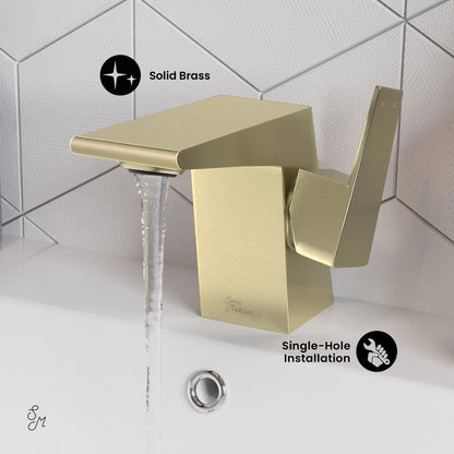 Swiss Madison Carre Single Hole, Single-Handle, Bathroom Faucet in Brushed Gold