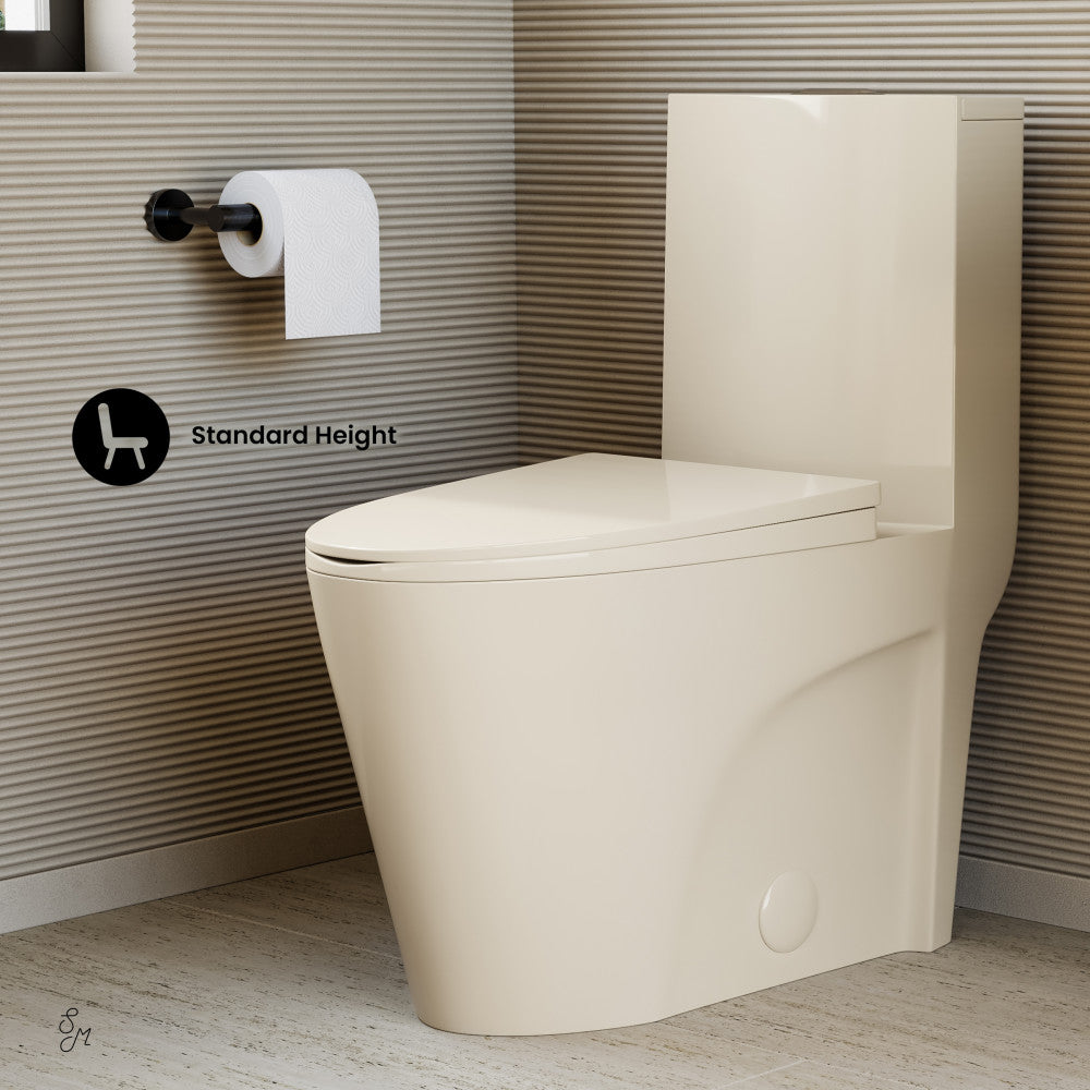 Swiss Madison St. Tropez One Piece Elongated Toilet Dual Vortex Flush 1.1/1.6 gpf in Bisque