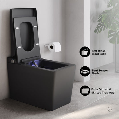 Swiss Madison Concorde One Piece Smart Toilet 1.28 GPF in Matte Black with Heated Bidet, Air Drying, Night Light, Foot Sensor