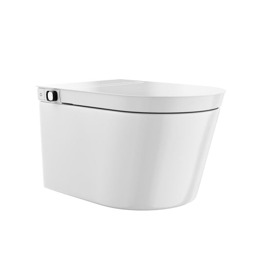 Swiss Madison Hugo H Wall-Hung Toilet in Glossy White with Manual Bidet and Supporting Frame