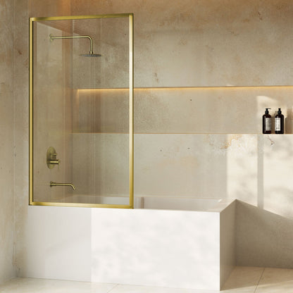 Swiss Madison Pierre 34 x 58 Framed Fixed 3/8 in. (10mm) Clear Tempered Glass Tub Door with Brushed Gold Frame