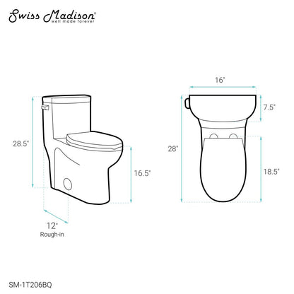 Swiss Madison Sublime One-Piece Elongated Left Side Flush Handle Toilet in Bisque 1.28 gpf