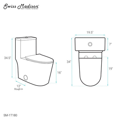 Swiss Madison Dreux High Efficiency One-Piece Elongated Toilet with 0.8 GPF Water Saving Patented Technology