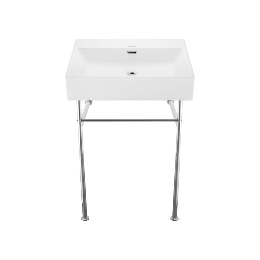 Swiss Madison Claire 24" Rectangle Zero Hole Console Sink with Polished Chrome Legs