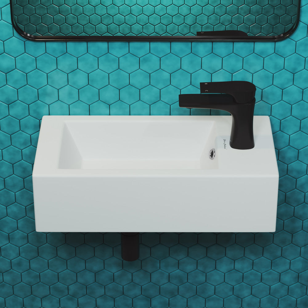 Swiss Madison Voltaire 19.5 x 10 Rectangular Ceramic Wall Hung Sink with Right Side Faucet Mount