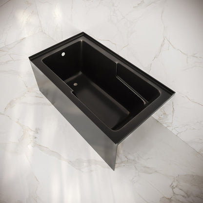 Swiss Madison Voltaire 54 x 30 Skirted Left Drain Soaking Alcove Bathtub in Glossy Black with Integrated Armrest