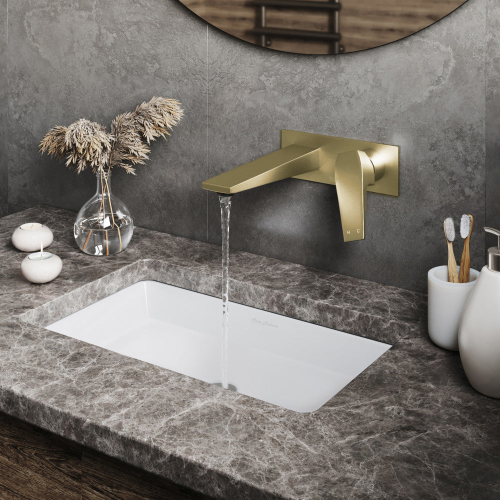 Swiss Madison Voltaire Single-Handle, Wall-Mount, Bathroom Faucet in Brushed Gold