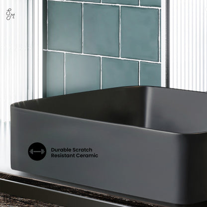Swiss Madison Concorde Rectangle Ceramic Vessel Sink, Matte Black