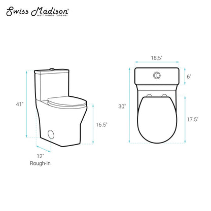 Swiss Madison Sublime II Two-Piece Round Toilet Dual-Flush 0.8/1.28 gpf