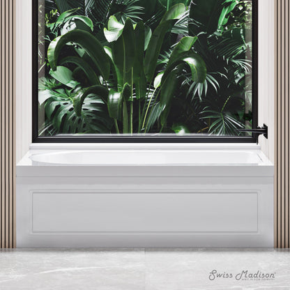 Swiss Madison Concorde 60" x 32" Acrylic Glossy White, Alcove, Integral, Right-Hand Drain, Apron Bathtub