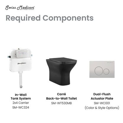 Swiss Madison Carre Back-to-Wall Elongated Toilet Bowl in Matte Black
