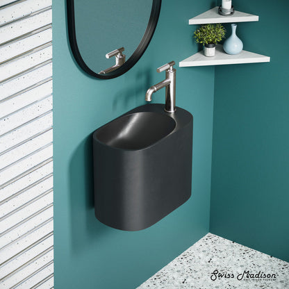 Swiss Madison Terre 18" Right Side Faucet Wall-Mount Bathroom Sink in Black