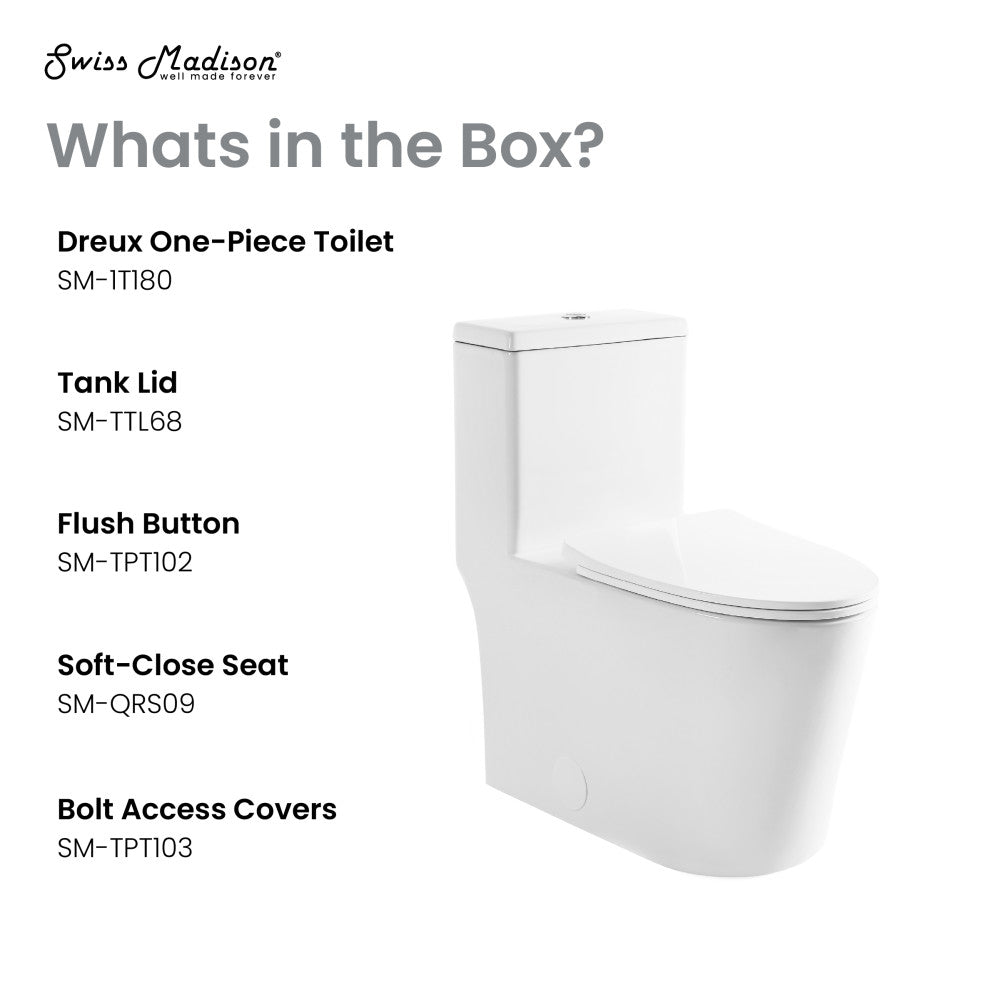 Swiss Madison Dreux High Efficiency One-Piece Elongated Toilet with 0.8 GPF Water Saving Patented Technology