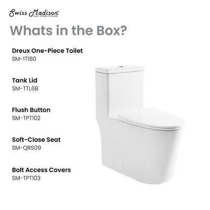 Swiss Madison Dreux High Efficiency One-Piece Elongated Toilet with 0.8 GPF Water Saving Patented Technology