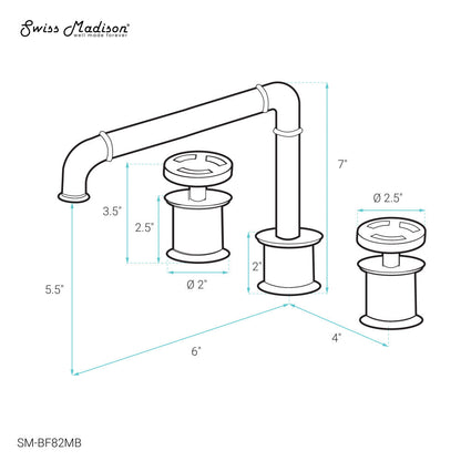 Swiss Madison Avallon 8 in. Widespread, 2-Handle Wheel, Bathroom Faucet in Matte Black