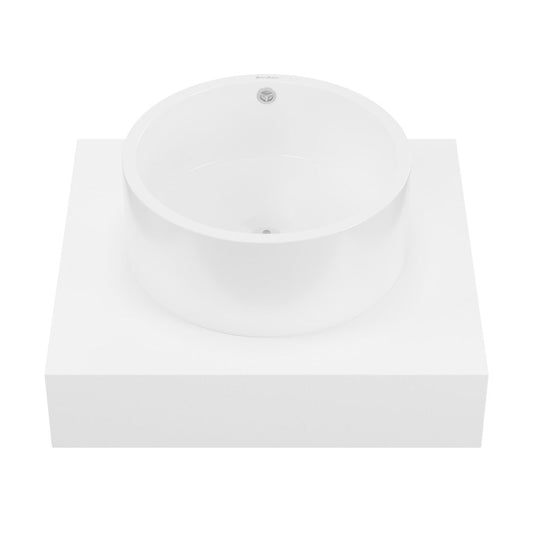 Swiss Madison Monaco 24" Floating Bathroom Shelf with Vessel Sink in Glossy White