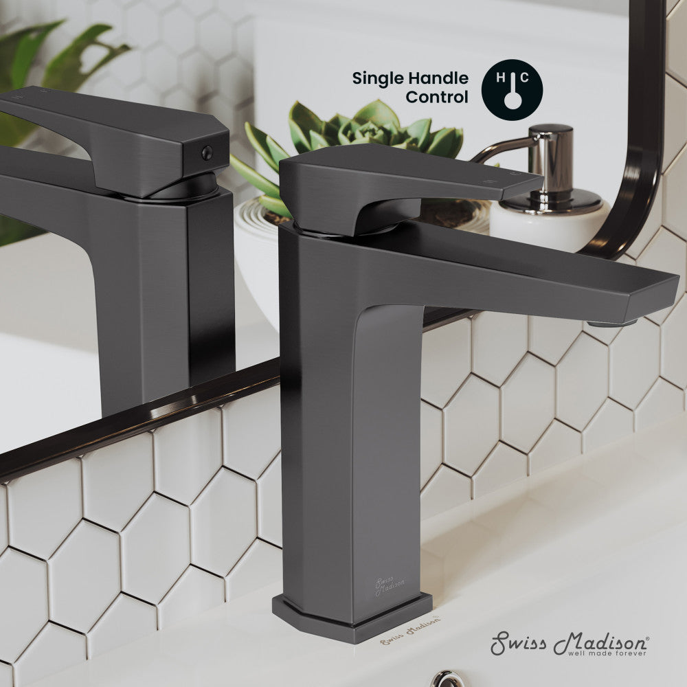 Swiss Madison Voltaire Single Hole, Single-Handle, Bathroom Faucet in Gunmetal Grey