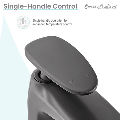 Swiss Madison Sublime Single Hole, Single-Handle, High Arc Bathroom Faucet in Gunmetal Grey