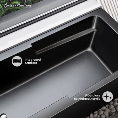 Swiss Madison Voltaire 60" x 30" Left-Hand Drain Alcove Bathtub with Apron in Matte Black