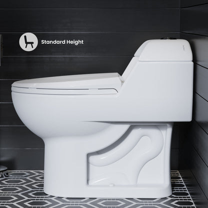 Swiss Madison Chateau One Piece Elongated Toilet Dual Flush, Black Hardware 1.1/1.6 gpf