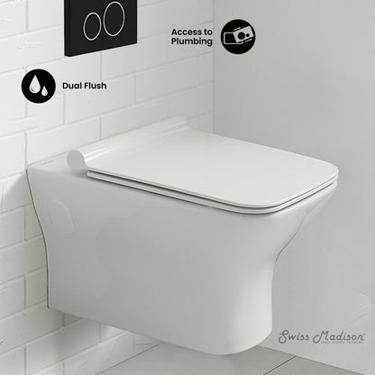 Swiss Madison Carre Wall-Hung Elongated Toilet Bowl