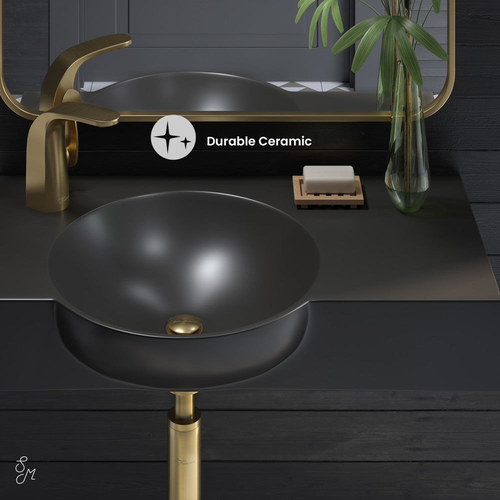 Swiss Madison Chateau 30" Left Side Faucet Wall-Mount Bathroom Sink in Matte Black