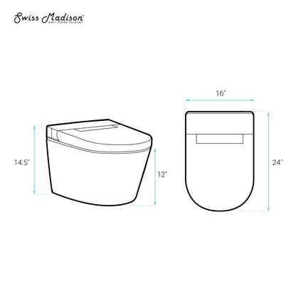 Swiss Madison Hugo H Wall-Hung Toilet in Glossy White with Supporting Frame