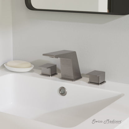 Swiss Madison Carre 8 in. Widespread, 2-Handle, Bathroom Faucet in Brushed Nickel