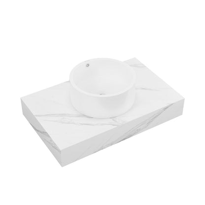 Swiss Madison Monaco 36" Floating Bathroom Shelf with Vessel Sink in White Marble