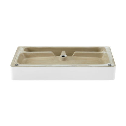Swiss Madison Carre 36 Ceramic Console Sink White Basin Matte White Legs