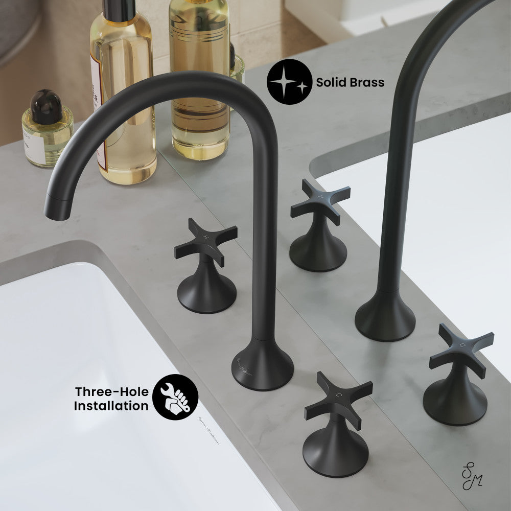 Swiss Madison Daxton 8 in. Widespread, Cross Handle, Bathroom Faucet in Matte Black
