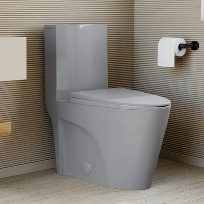 Swiss Madison St. Tropez One-Piece Elongated Toilet Vortex™ Dual-Flush 1.1/1.6 gpf in Glossy Grey