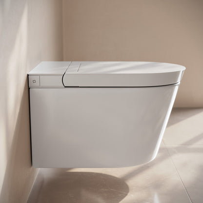 Swiss Madison Hugo H Wall-Hung Toilet in Glossy White with Supporting Frame