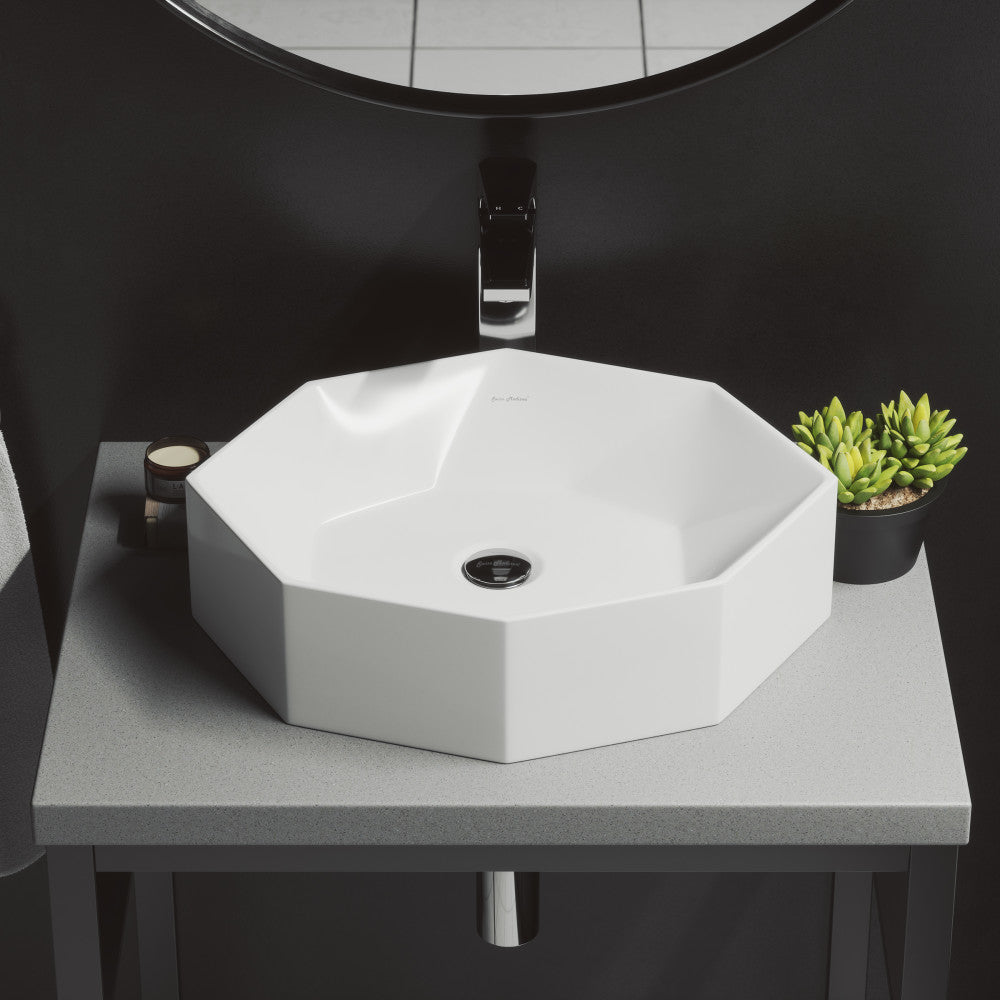 Swiss Madison Brusque Glossy White Ceramic Specialty Vessel Sink 19.25 in