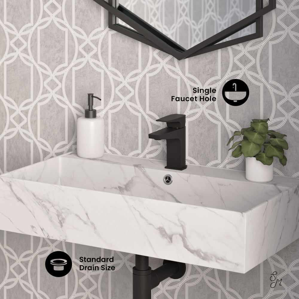 Swiss Madison Claire 22" Rectangle Wall-Mount Bathroom Sink in White Marble